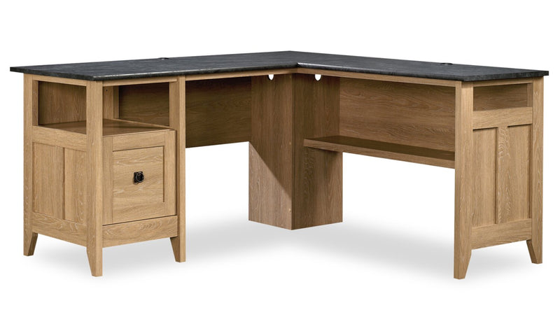 Fritz 59.05\" L-Shaped Office Desk with Cabinet - Brown/Grey Slate