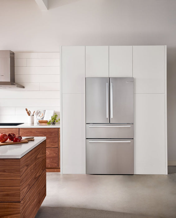 Bosch 800 Series 36\" 20.5 Cu. Ft. Smart 4-Door French Door Refrigerator with Dual Compressor - Stainless Steel