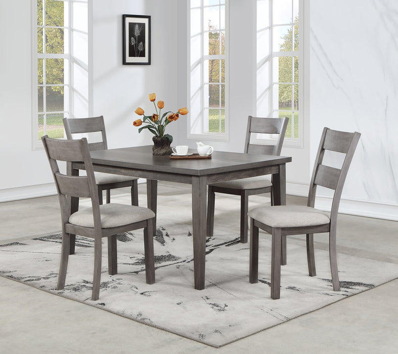Krew 5pc Dining Set with Table & 4 Chairs, Melamine, 60\"W - Grey