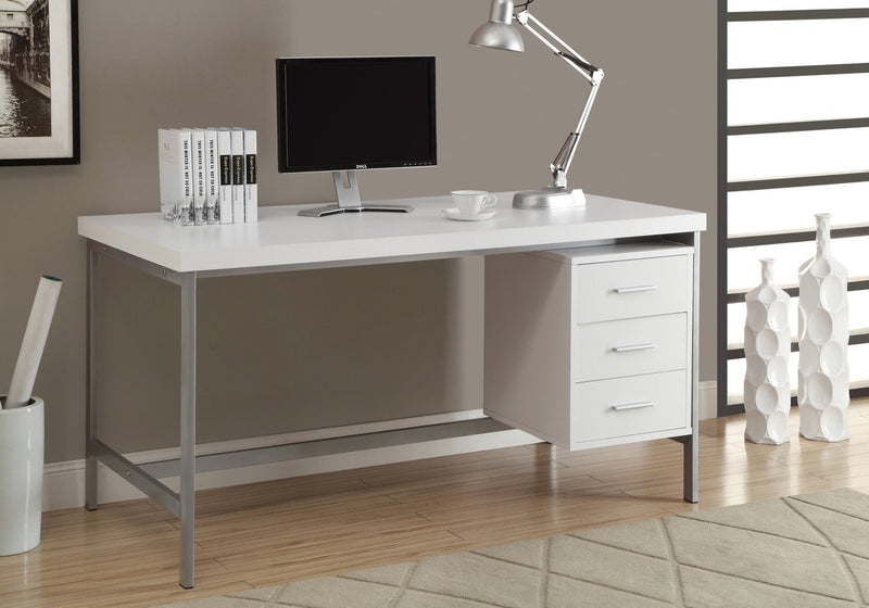 Stuart 60\" Office Desk with 3-Drawers - White