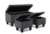 Kai 3-Piece Storage Ottomans - Contemporary style Ottoman in Grey Medium Density Fibreboard (MDF)