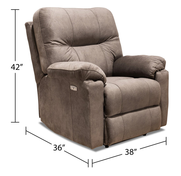 Made in Canada Gybson 38\" Fabric Power Reclining Chair - Latte Brown