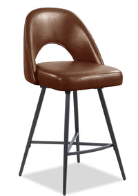 Elijah Counter-Height Stool with Swivel Seat & Vegan Leather Fabric, 26