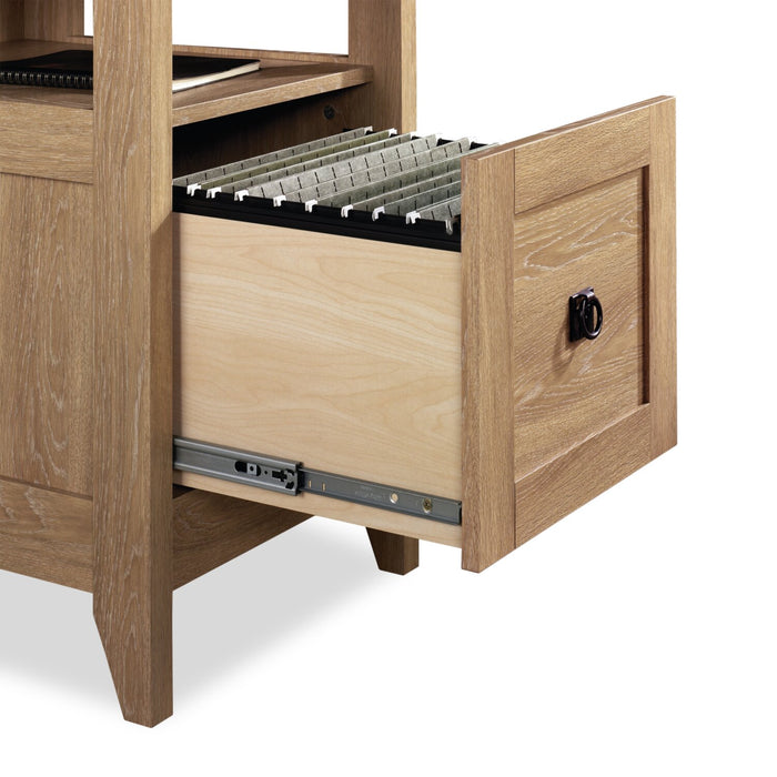 Fritz 59.05\" L-Shaped Office Desk with Cabinet - Brown/Grey Slate
