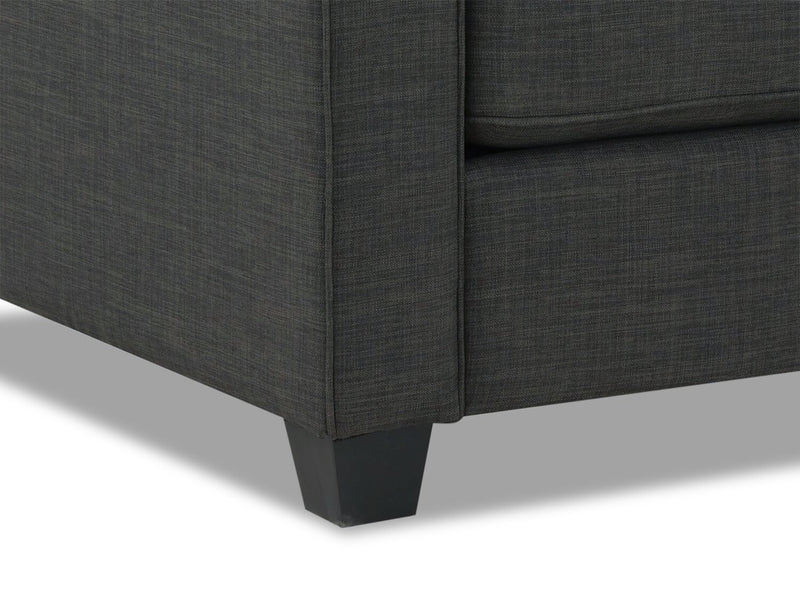 Made in Canada Sawyer 79\" Linen-Look Fabric Sofa with Reversible Cushions and Accent Pillows - Charcoal Grey