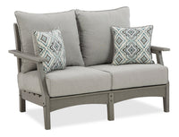 Cape Outdoor Patio Loveseat - High Density Plastic & Nuvella Fabric, UV & Weather Resistant - Grey