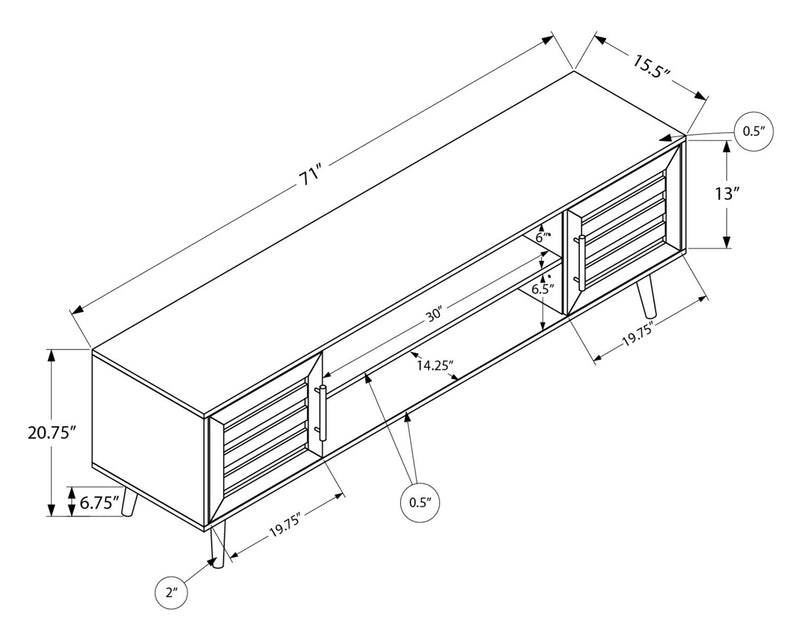 Archer 71\" Modern TV Stand with Storage and Cable Management for TVs up to 80\"- Brown
