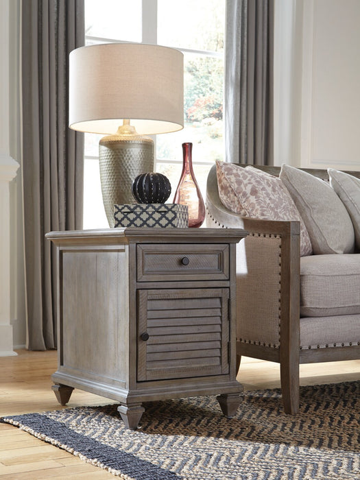 Lancaster 18\" Traditional End Table with Storage - Grey and Bronze Pine