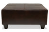 Addison Leath-Aire Ottoman - Brown 