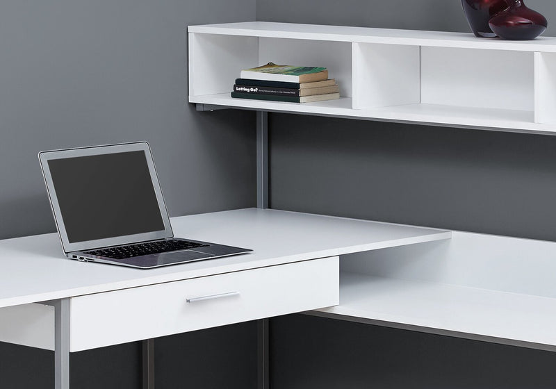 Oaklee 59\" L-Shaped Corner Office Desk with Hutch - White