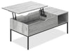 Bence 42" Modern Lift Top Coffee Table with Storage - Taupe with Black Metal Legs|Table à café moderne Bence de 42 po avec dessus relevable et rangement - taupe avec pattes en métal noir