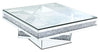 Rosie 39\" Glam Mirror & Glass Top Coffee Table - Silver Metal with Diamond Look Legs
