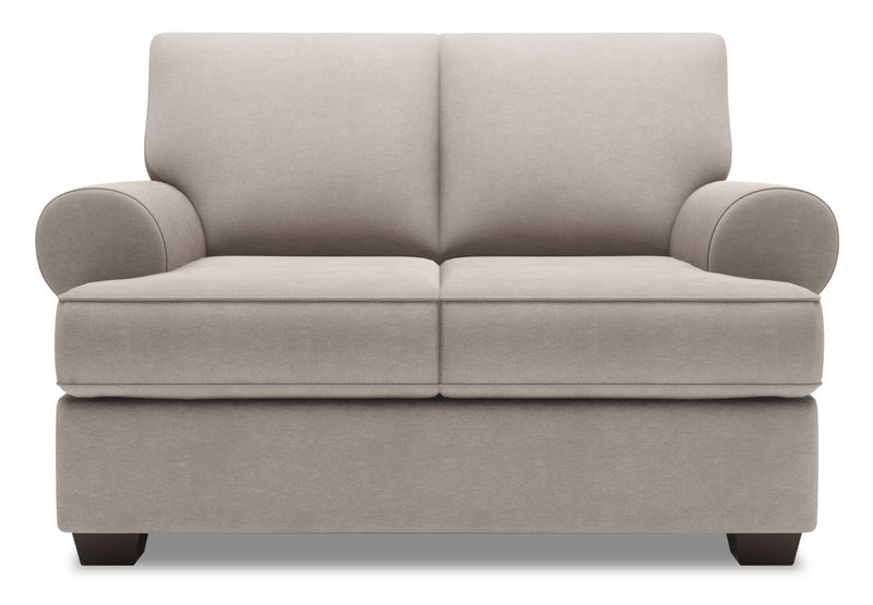 Made in Canada Customizable Sofa Lab Roll 64\" Linen-Look Fabric Loveseat with Rolled Arms - Pax Slate Grey