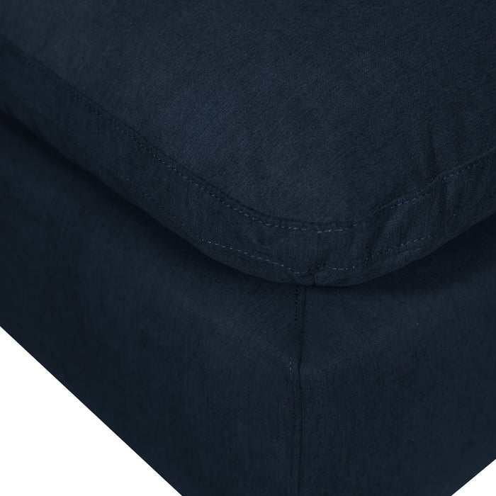 Eclipse Modular 6-Piece Linen-Look Fabric Pit Sofa Sectional with Reversible Feather Down Cushions - Navy Blue