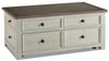Colby Coffee Table with Lift Top and Casters  - Rustic style Coffee Table in Weathered oak and antique white