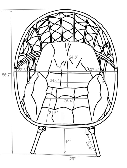 Kort & Co. Coco Outdoor Patio Egg Chair - Hand-Woven Resin Wicker, UV & Weather Resistant - Natural/Green