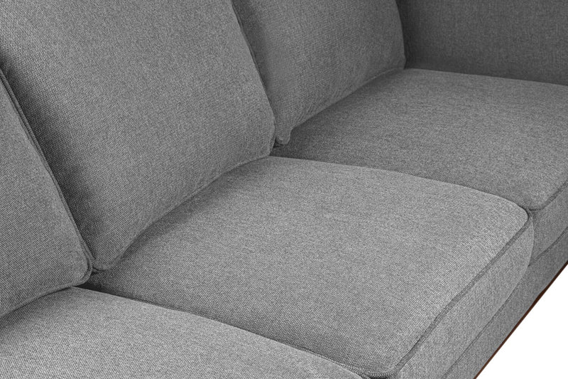 Kort & Co. Kassia 90.6\" Linen-Look Fabric Sofa with Wood Base and Legs - Grey