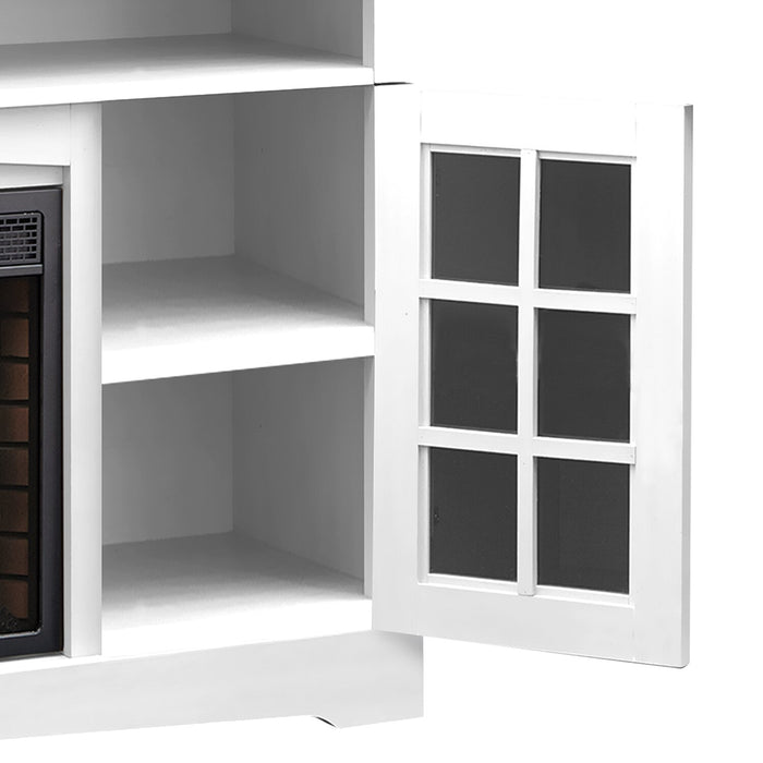 Huntley 59\" Electric Fireplace TV Stand with Storage and Cable Management for TVs up to 65\"- White