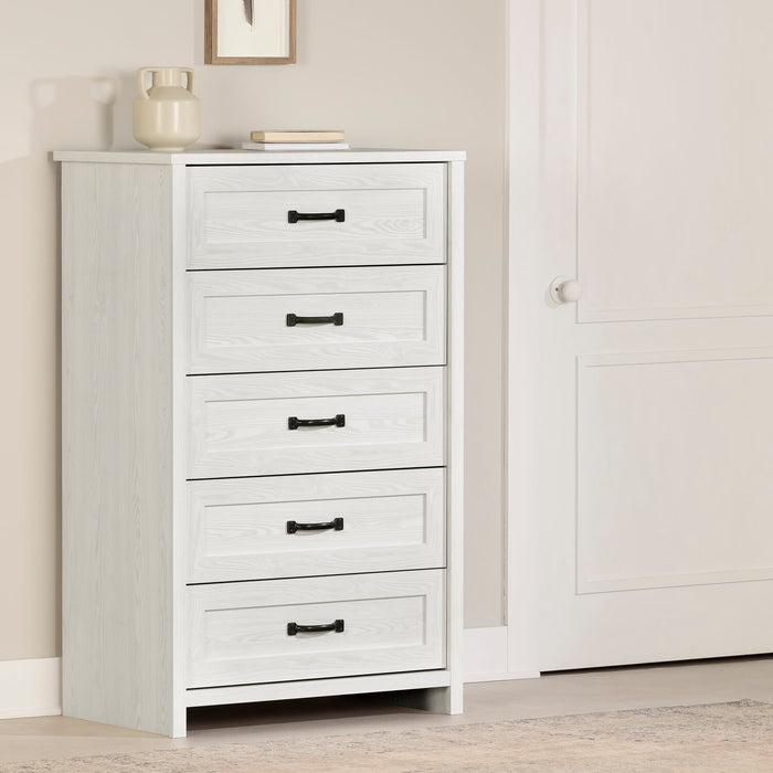 Dove Bedroom Chest of Drawers, 5-Drawer, 30.5\"W x 49\"H, Made in Canada - White