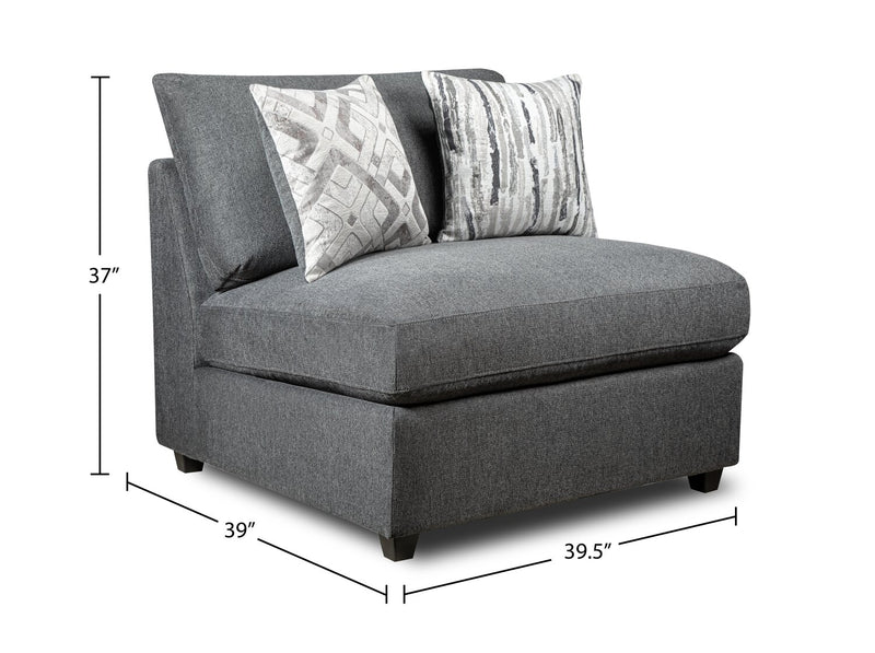 Scott Living Evolve Modular 39.5\" Linen-Look Fabric Armless Chair with Feather Down Cushions - Charcoal Grey