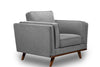 Kort & Co. Kassia 40.9\" Linen-Look Fabric Chair with Wood Base and Legs - Grey