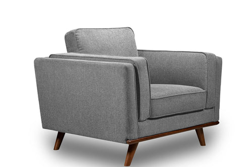 Kort & Co. Kassia 40.9" Linen-Look Fabric Chair with Wood Base and Legs - Grey 