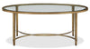 Copia 50" Traditional Oval Glass Top Coffee Table - Silver and Gold with Metal Base|Table à café ovale traditionnelle Copia de 50 po avec dessus en verre - argentée et dorée avec base en métal