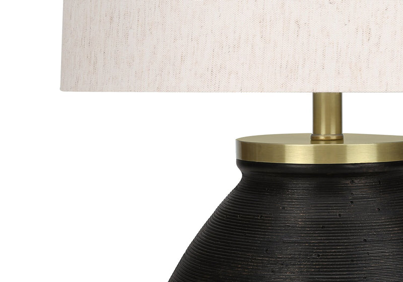 25\" Black Concrete with Gold Accent Table Lamp