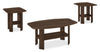 Everest 35.5" Rustic 3-Pack Coffee + 2 End Tables with Shelf - Dark Walnut |Ensemble 3 tables rustiques Everest de 35,5 po (table à café et 2 tables de bout) avec tablette - noyer foncé