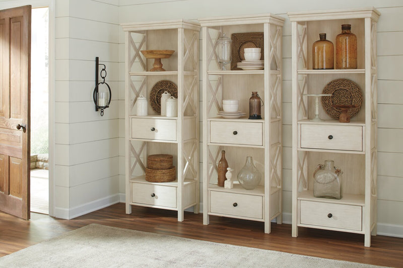 Isla Display Shelft with Storage Drawers, 25.4\"W - Antique White
