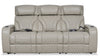 Elite Genuine Leather Power Reclining Sofa with Massage Function and Power Headrests - Grey 