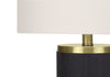 24" Black Concrete with Gold Accent Table Lamp with Ivory Shade|Lampe de table de 24 po béton noir avec touches dorées et abat-jour ivoire