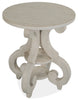 Bronwyn 22" Traditional Round End Table with Shelf - Alabaster Pine with Scroll Design Wood Base|Table de bout ronde traditionnelle Bronwyn de 22 po avec tablette - pin albâtre avec base en bois à volutes