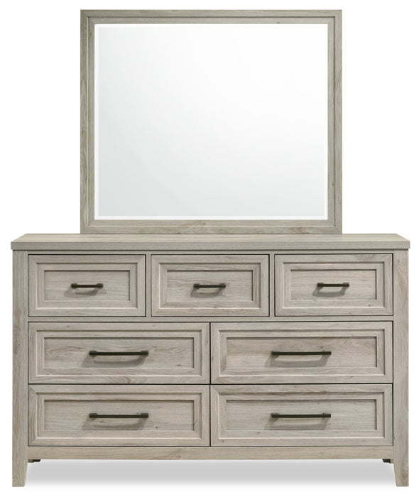 Lara 5pc Bedroom Set with Bed, Dresser & Mirror, Antique Grey - King Size
