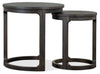 Axl 24" Traditional Round Nesting End Tables - Dark Grey-Brown Wood|Tables de bout gigognes rondes traditionnelles Axl de 24 po - bois gris-brun foncé