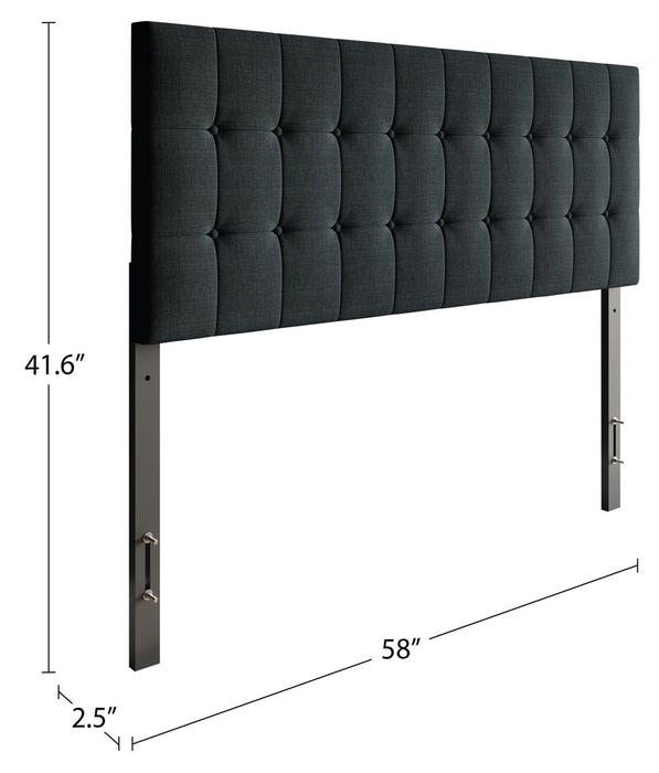 Ellis Upholstered Headboard in Charcoal Fabric, Button Tufted - Full Size