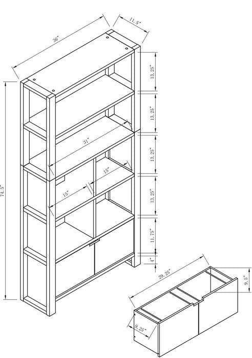 Oscar Owen 36\" Bookcase with Drawer & 6 Shelves - White