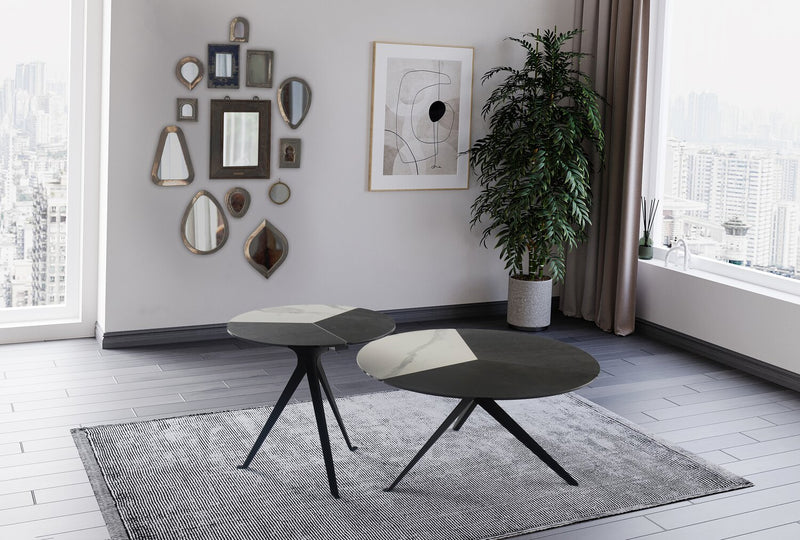 Titan 25\" Modern Round End Table - White, Grey & Black 