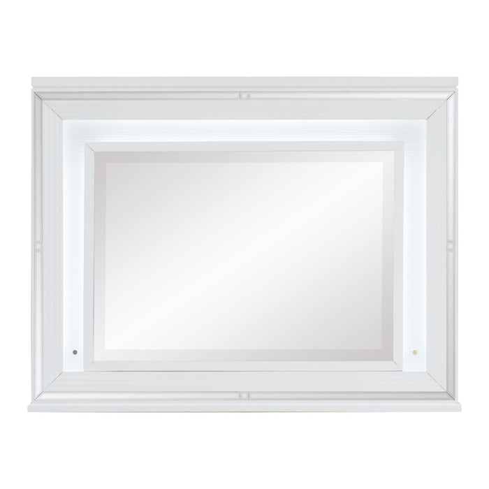 Max Bedroom Dresser Mirror with LED Light, Glam - White
