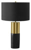 25" Black and Gold with Drum Shade Table Lamp|Lampe de table de 25 po noire et dorée avec abat-jour cylindrique