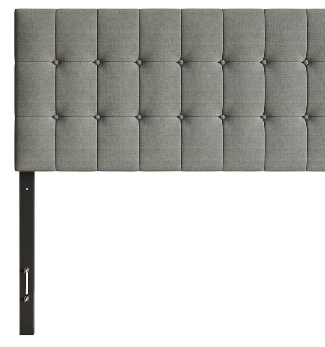 Ellis Upholstered Headboard in Grey Fabric, Button Tufted - King Size