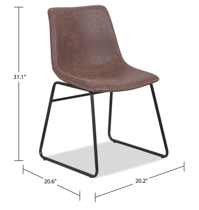Amos 5pc Dining Set with Table & 4 Chairs, Metal, 60\"W - Brown