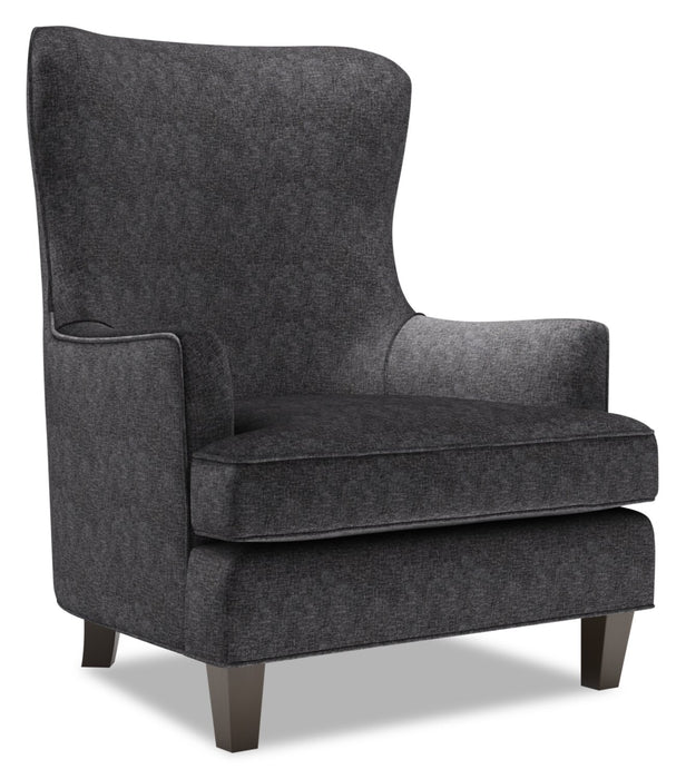 Made in Canada Sofa Lab Customizable Wingback 32\" Chenille Fabric Accent Chair - Luxury Charcoal Grey