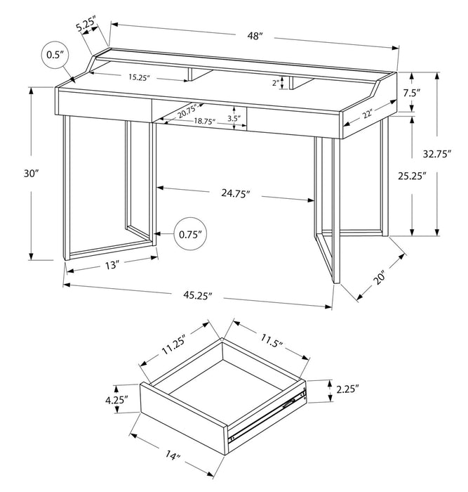 Jena 48\" Office Desk with 2-Drawers & Cubbyholes - Taupe