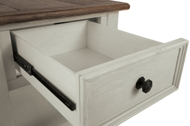 Colby 24\" Rustic End Table with Storage and Shelf - Two Tone Wood