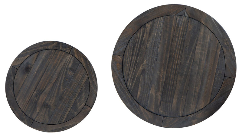 Axl 24\" Traditional Round Nesting End Tables - Dark Grey-Brown Wood