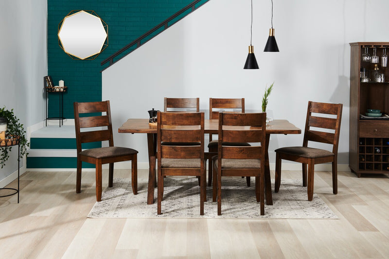 Plum Dining Chair with Polyester Fabric, Wood, Ladder-Back - Nutmeg Brown