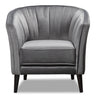 Brinley Velvet Accent Chair - Grey - Contemporary style Accent Chair in Grey Plywood, Rubberwood