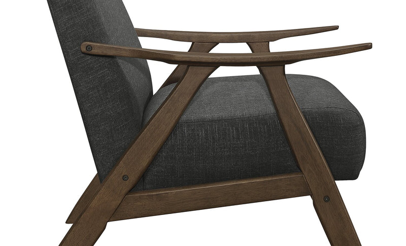 Kyra 28.5\" Linen-Look Fabric Accent Chair with Curved Arms and Wood Frame - Grey