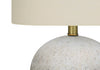 20" Grey Textured Concrete Table Lamp with Linen Shade|Lampe de table de 20 po béton texturé gris avec abat-jour lin